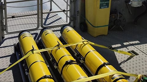 Gliders on the aft deck of a Green Marine UK vessel prior to deployment