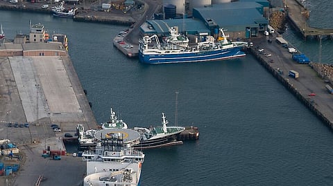 Fishing vessels at the Port of Peterhead, UK