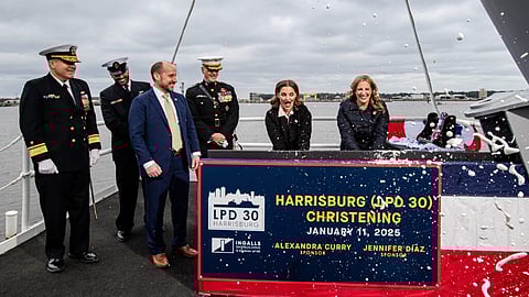 Amphibious transport dock Harrisburg christening