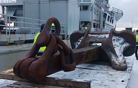 The patrol ship Turva located an anchor that is suspected to be related to the cable damage that occurred on December 25.