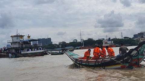 Rescuers scour the waters of Myanmar's Yangon River for any sign of passengers who went missing after a ferry capsized in the area on July 10, 2024. At least five of the ferry's passengers perished in the tragedy while another three have gone missing.
