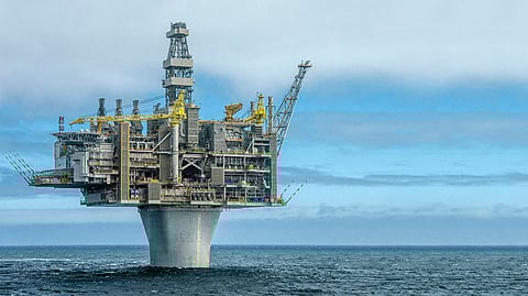 An offshore oil rig
