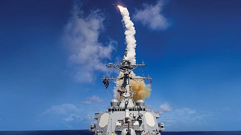 SM-6 missile fired from a US Navy Arleigh Burke-class destroyer