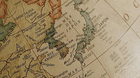 East Asia map, korea, japan, china