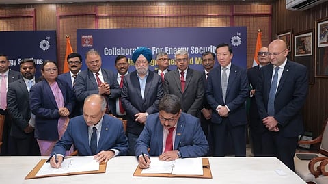 BP and ONGC sign a memorandum of understanding (MoU) on 10 February 2025 in New Delhi, on the eve of India Energy Week