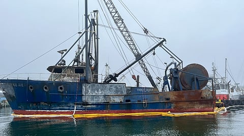 Three Girls docked in Portland, Maine after the fire