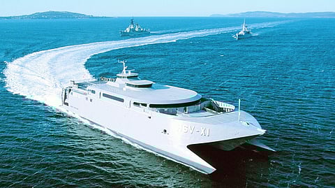 The US Navy's experimental high-speed vessel Joint Venture was adapted from a civilian fast ferry