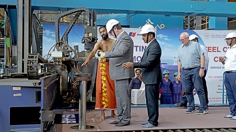 Steel-cutting ceremony for North Star's newest hybrid electric SOV at Cochin Shipyard in India