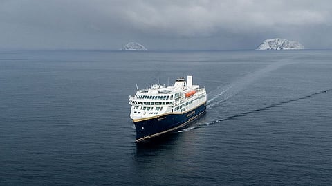 Havila Capella sailing along the Norwegian coast during winter