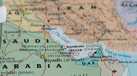 Middle east map, qatar iran saudi arabia united arab emirates