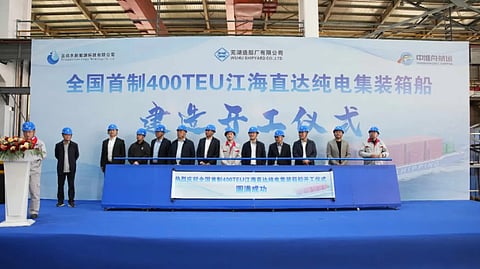 Chinese yard starts construction of all-electric inland-capable containership