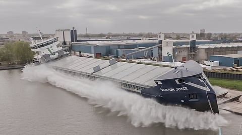 Vertom's newest hybrid dry cargo vessel hits the water