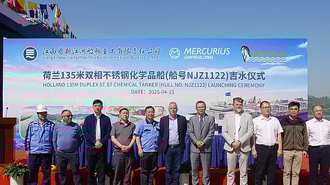 Chinese builder floats out new inland chemical tanker