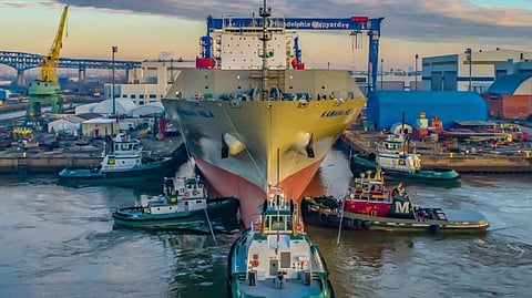 Ship under construction at Philly Shipyard