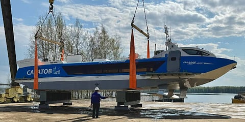Russian yard floats out hydrofoil commuter ferry