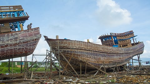 Traditional fishing boats under construction