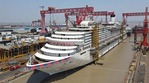 China's second locally built cruise ship floated out