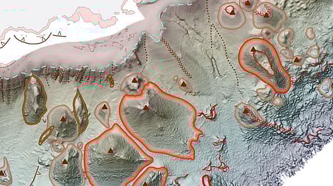Section of the BGS 1:50 000 Geomorphology map of the seabed around Ascension Island.