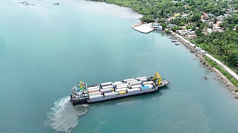 An LCT maneuvering to dock at Amandayehan Port, Basey, Samar, Philippines