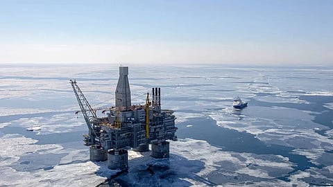An offshore production platform at Russia's Sakhalin-1