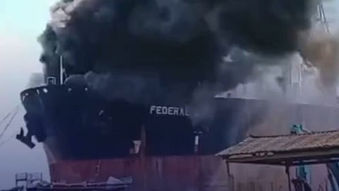 The FSO Federal II on fire