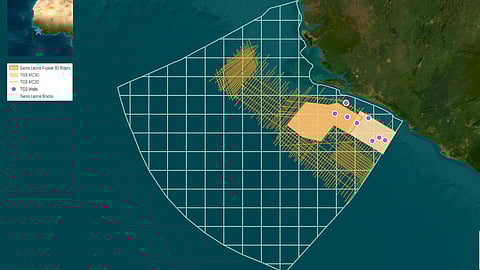 Map depicting subsurface data coverage offshore Sierra Leone