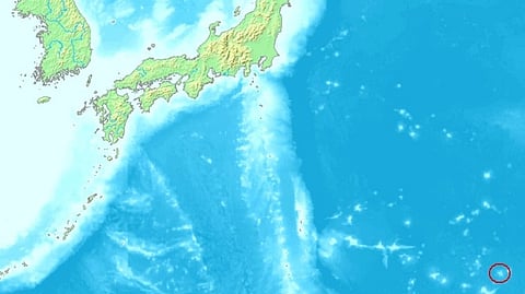 Location of Minamitori Island (in red circle)