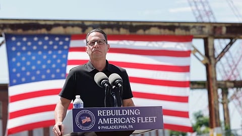 Pennsylvania Governor Josh Shapiro at the Philadelphia Navy Yard