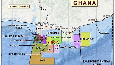 Map of Ghana's offshore fields