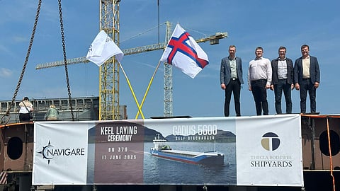 Laying of the keel of Navigare Shipping's new 5,600DWT dry cargo vessel