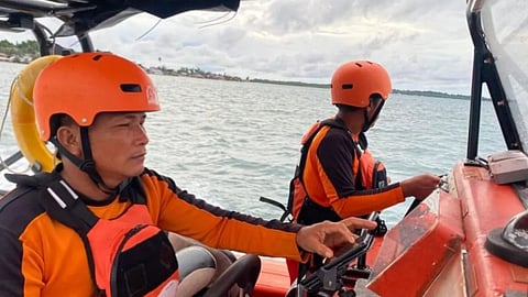 Personnel from Indonesian search and rescue agency Basarnas patrol the waters off the Mentawai Islands to search for any trace of the passengers of a boat that capsized in the area on July 14, 2025.