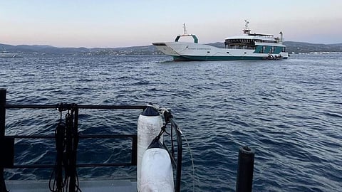 The grounded ferry Panagia Paravouniotissa off Greece's Evia Island