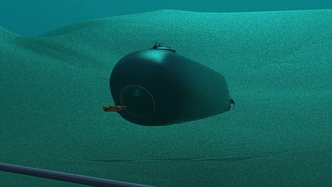 Artist's impression of the midget submarine near an undersea cable