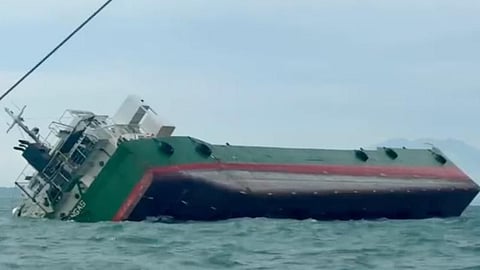 The Ro-Ro vessel Golden Phoenix shortly after it ran aground off the Philippines' Camarines Sur province on August 7, 2025