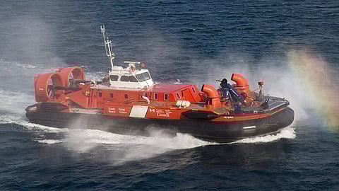 One of the responding rescue vessels, the Canadian Coast Guard hovercraft Siyay