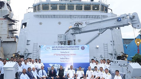 Delivery of the Indian Navy Sandhayak-class survey vessel INS Ikshak, August 14, 2025