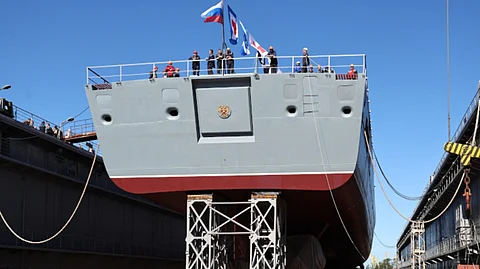 Launch of the Russian Navy frigate Admiral Amelko, August 14, 2025