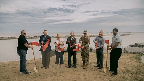 The US Army Corps of Engineers, Buffalo District, held a ribbon cutting marking the completion of repairs to the Oswego West Arrowhead Breakwater, Oswego, New York, Aug. 19, 2025.