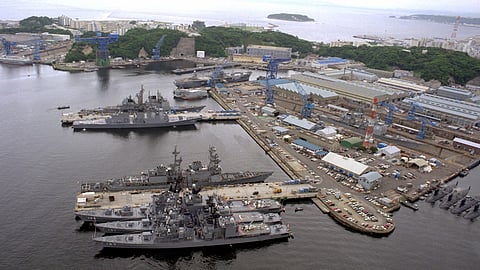 Aerial view of the US Navy Base in Yokosuka, Japan