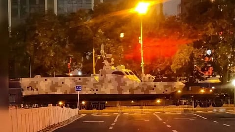 A new type of unmanned vessel was spotted in Beijing during Victory Day parade rehearsals on the weekend