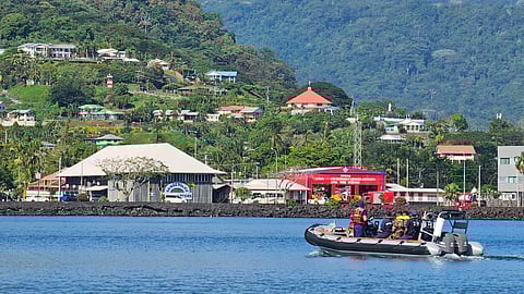 Operation Ika Moana participants approach Samoa Police Headquarters in Apia, Samoa, August 12, 2025. The Samoan Police Maritime Wing hosted Operation Ika Moana, a collaborative maritime surveillance initiative intended to combat illegal, unreported, and unregulated fishing and transnational crimes across Oceania.
