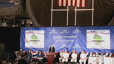 Keel-laying ceremony for the US Navy ballistic missile submarine USS Wisconsin, August 27, 2025