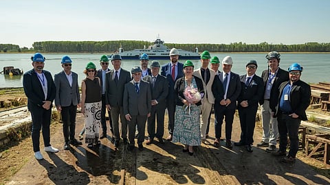 Launching of BC Ferries' new hybrid-electric ferry