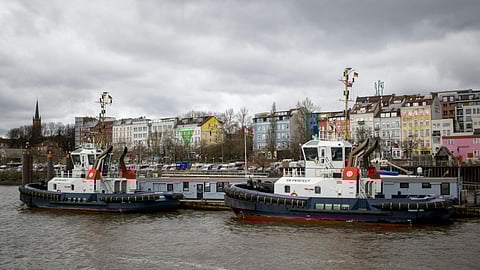 Tugs on the Elbe River in Hamburg Harbour