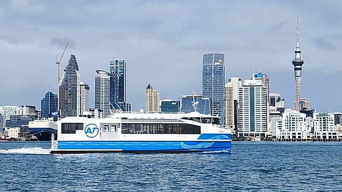 Auckland Transport's new electric ferry during sea trials