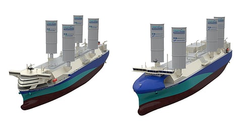 Concept render of wind-propelled LNG carriers