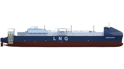 Render of LNG carrier powered by a small modular molten salt reactor