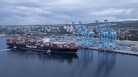 The Hapag-Lloyd containership Al Jasrah arriving at Croatia’s Rijeka Gateway Terminal, September 10, 2025