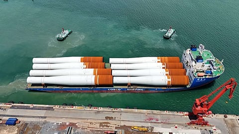 Monopile foundations for Inch Cape offshore wind farm departing China