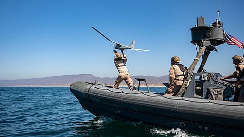 Puma 3 AE UAS launching from a military RIB